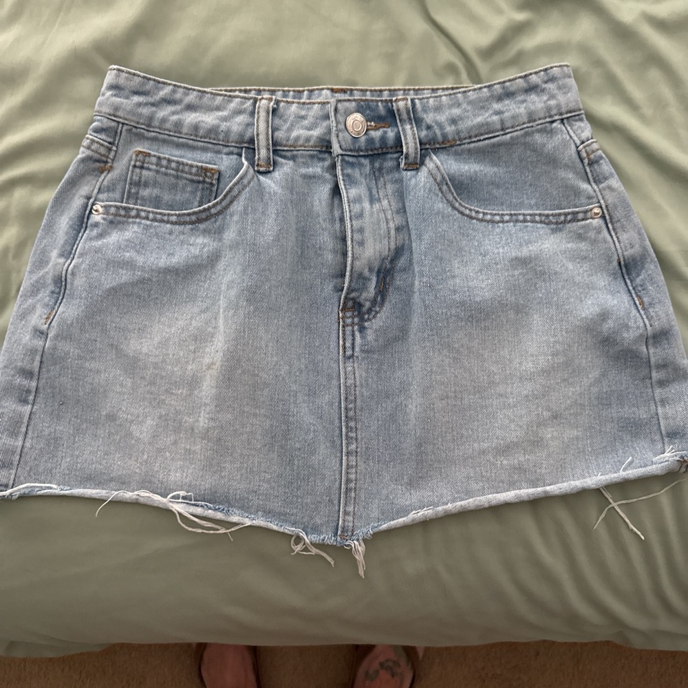 SHEIN Light Blue Denim Mini Skirt